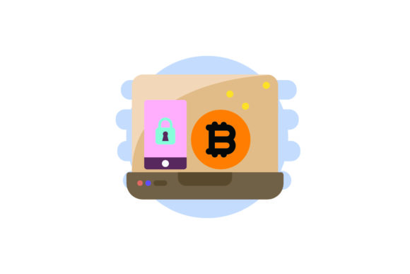 Bitcoin Laptop Icon Padlock: A Graphics Freebie for Modern Design Projects