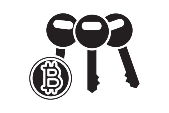 Bitcoin Travel Icon Key Black Filled Art: A Modern Graphic for Content Creators
