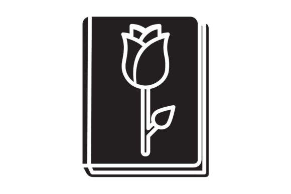 Book Icon Design Rose Black Filled Art: A Graphics Freebie for Creative Branding