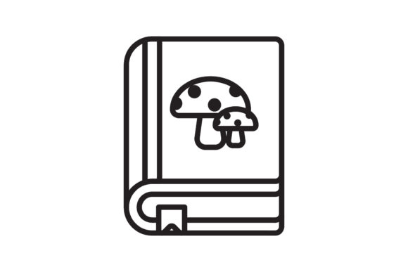Book Icon Mushroom Design Black Line Art: A Versatile Graphic for Local Business Branding