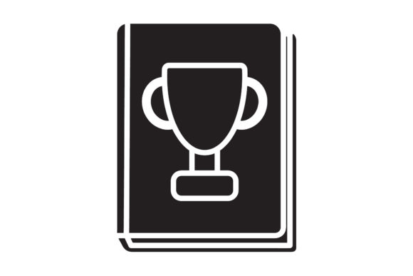 Book Icon Trophy Design Black Filled Art: A Graphics Freebie for Polished Content