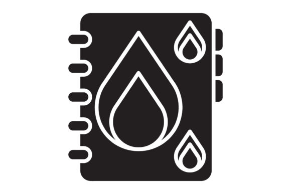 Book Icon Water Design Black Filled Art Review