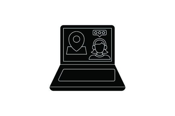 Flat Icon Laptop Location Black Filled: A Versatile Freebie for Handmade Designers