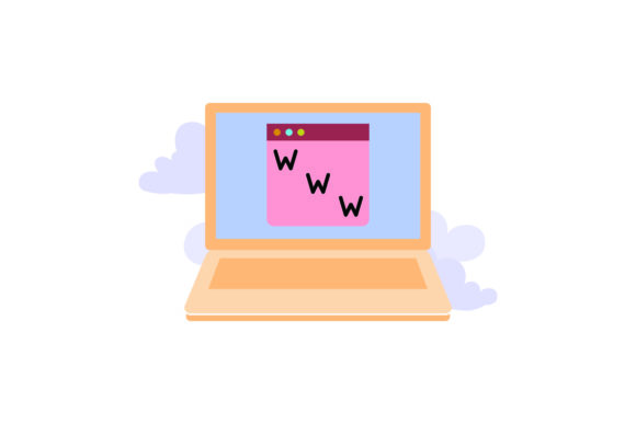 Icon Flat Laptop Website Address Pink – A Versatile Graphic Design Freebie for Local Branding