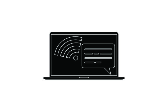 Icon Laptop Cute Message Black Filled: A Freebie Graphic for Local Business Branding