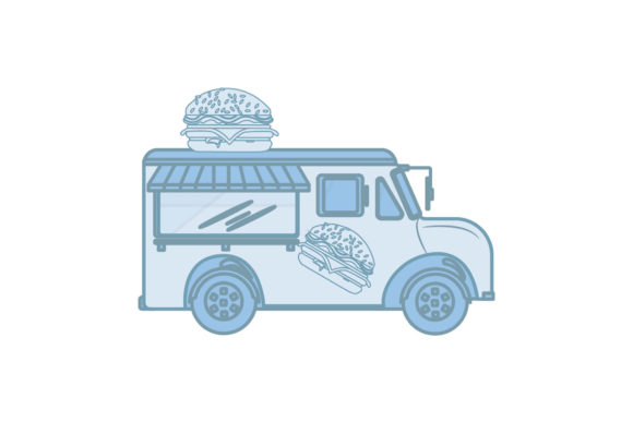 Icon Transportation Burger Car Blue UI – A Freebie for Bold Editorial Design