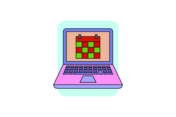 Laptop Flat Icon Calendar Color Outline – A Freebie Graphic for Handmade Projects