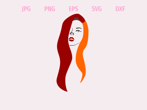 Long Hair Girl Minimalistic Art: A Versatile Graphics Freebie for Branding