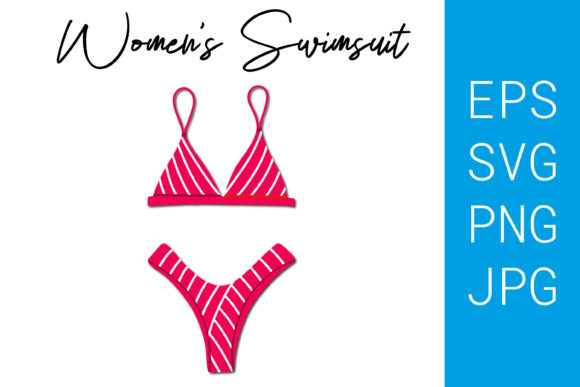 Pink Women’s Two-Piece Swimsuit Graphic for Commercial Use