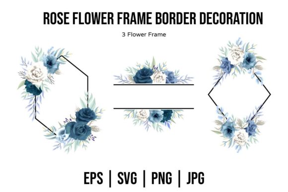 Rose Floral Frame Decoration Set: A Versatile Graphic Design Asset for Crafts and Branding