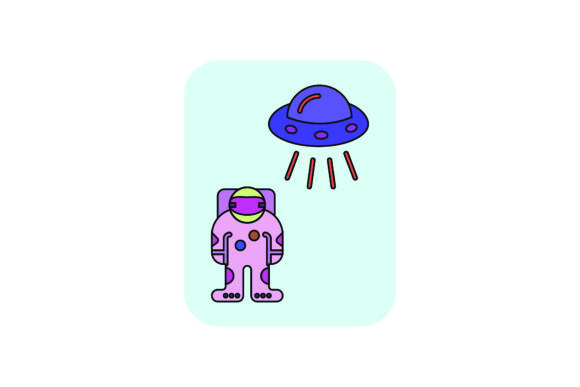 Space Flat Icon Astronaut Color Outline – A Freebie Graphic for Commercial Use